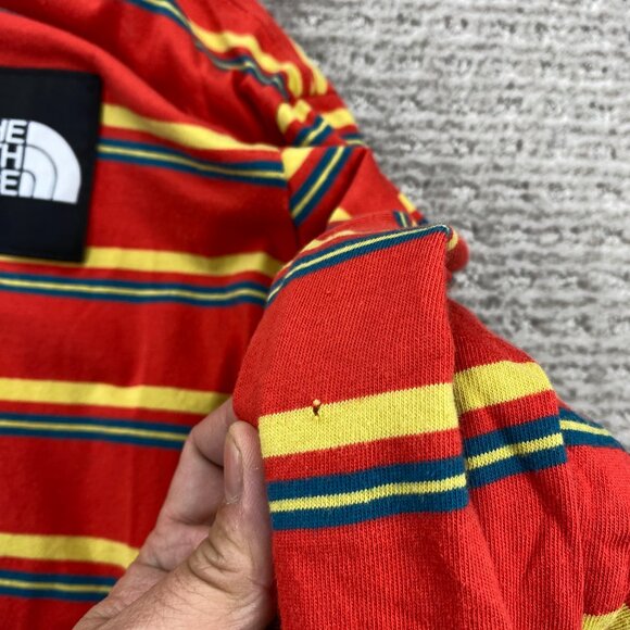The North Face Shirt Men Medium M Orange Yellow Stripes Long Sleeve T-Shirt - Picture 6 of 9